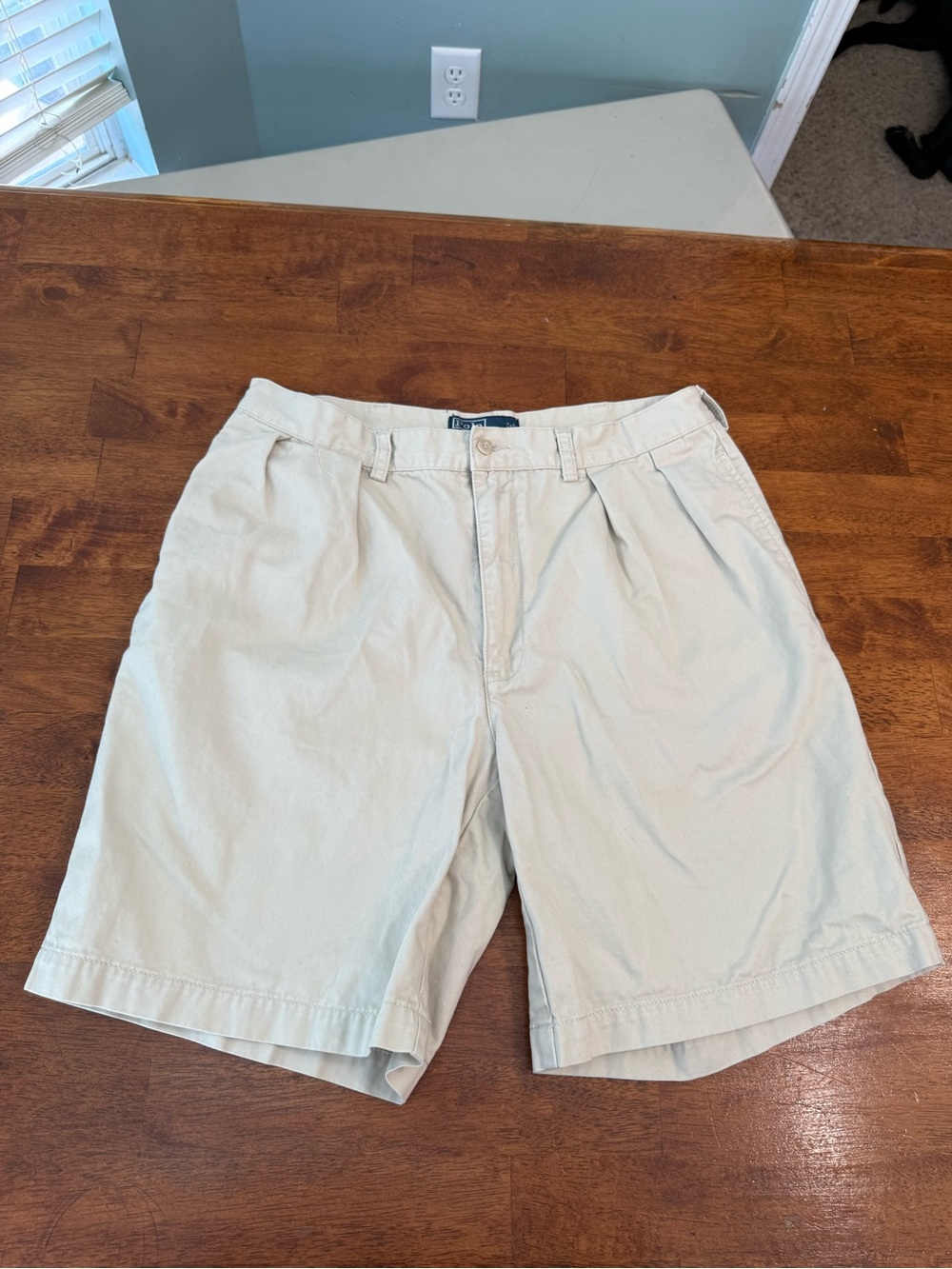 Polo Ralph Lauren Tyler Short Mens 35 Khaki Tan Beige Cotton Pleated Chino
